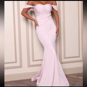 Pink Off the Shoulder Formal/ Prom Dress
